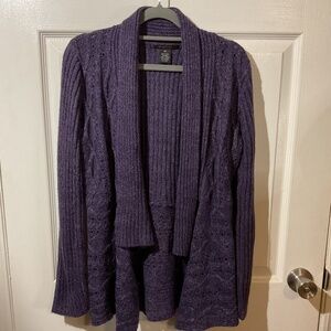 💜Purple Marled Drape Front Cable Knit Cardigan by 89th & Madison💜